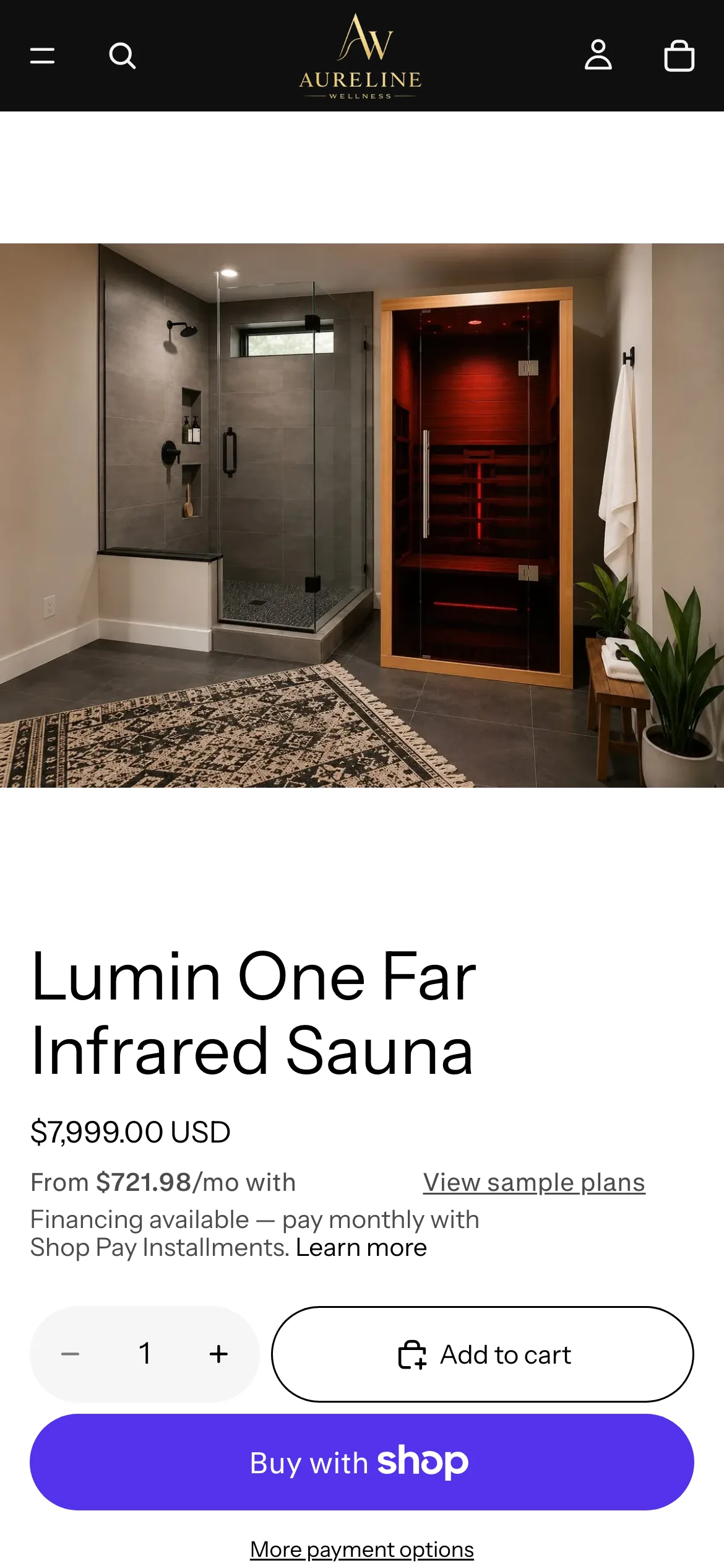A product page on mobile